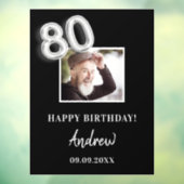 80e verjaardagsfeestje zwarte foto naam man raamsticker (Vel 3)