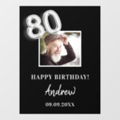 80e verjaardagsfeestje zwarte foto naam man raamsticker (Vel)