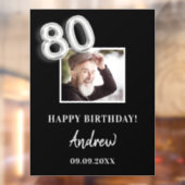 80e verjaardagsfeestje zwarte foto naam man raamsticker (Vel 2)