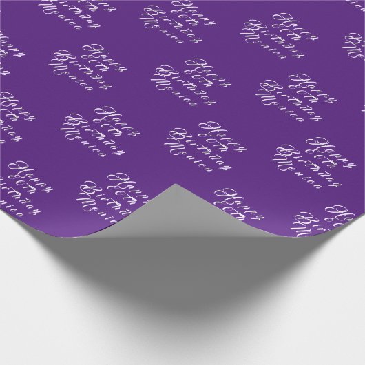 80e Verjaardagsfeestnaam Paarse Modern Pattern Cadeaupapier (Hoek)