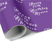 80e Verjaardagsfeestnaam Paarse Modern Pattern Cadeaupapier (Rol Hoek)