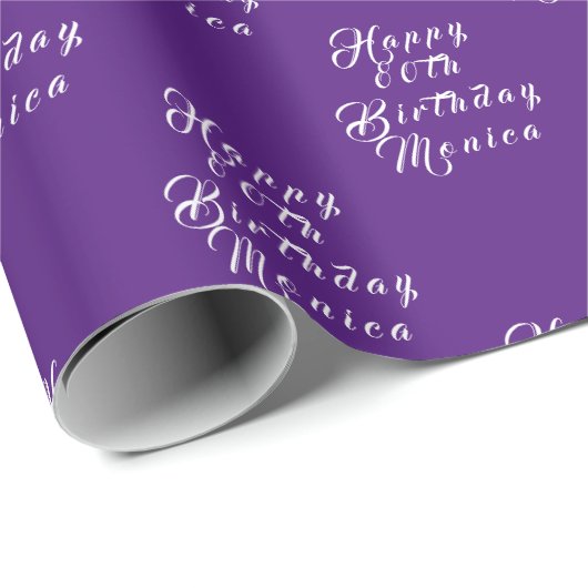 80e Verjaardagsfeestnaam Paarse Modern Pattern Cadeaupapier (Rol Hoek)