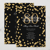 80e Verjaardagsfeestprogramma Goud Glitter met Men Kaart (Voorkant / Achterkant)