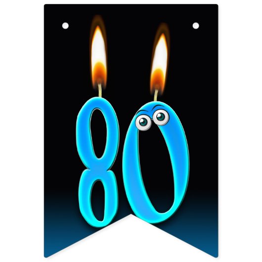 80e verjaardagskaarsen met oogballen vlaggetjes (Tweede vlag)