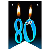 80e verjaardagskaarsen met oogballen vlaggetjes (Eerste vlag)