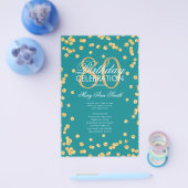 80e Verjaardagsprogramma Gold Blauwgroen Glitter w Flyer (Enkel)