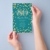 80e Verjaardagsprogramma Gold Blauwgroen Glitter w Flyer (Hand)