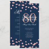 80e Verjaardagsprogramma Roos Gold Navy Glitter Me Kaart (Voorkant / Achterkant)
