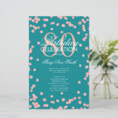 80e Verjaardagsprogramma Roos Goud Blauwgroen Glit (Staand voorkant)