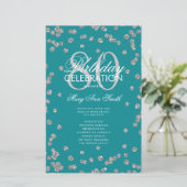 80e Verjaardagsprogramma Zilver Blauwgroen Glitter (Staand voorkant)