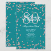 80e Verjaardagsprogramma Zilver Blauwgroen Glitter (Voorkant / Achterkant)