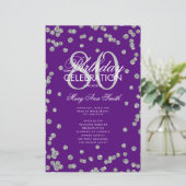 80e Verjaardagsprogramma Zilver Paarse Glitter Men (Staand voorkant)