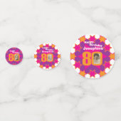 80e verjaardagsster roze oranje artikel confetti (Voorkanten)