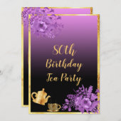 80e verjaardagstheefeestje uitnodiging zwarte paar (Voorkant / Achterkant)