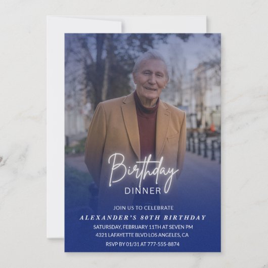 80e verjaardagsuitnodiging Verjaardagsdiner Foto M Kaart (Voorkant)