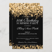 80e Verrassing Verjaardagsfeest Gouden Lichten Kaart (Voorkant / Achterkant)