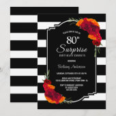 80e verrassingsdag avondeten zwart, wit gestreept kaart (Voorkant / Achterkant)