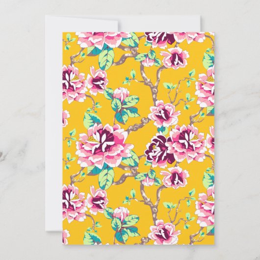 80e verrassingsdag partijgeel roze bloemen (Achterkant)