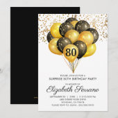 80e verrassingsdag zwarte goudglitter kaart (Voorkant / Achterkant)