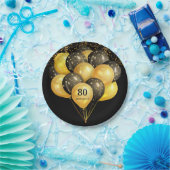 80e verrassingsdag zwarte goudglitter papieren bordje (Feest)