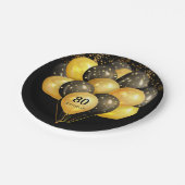 80e verrassingsdag zwarte goudglitter papieren bordje (Gekanteld)