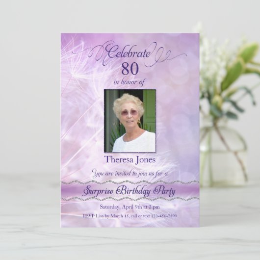 80e Verrassingsfeest Uitnodigingen (Staand voorkant)