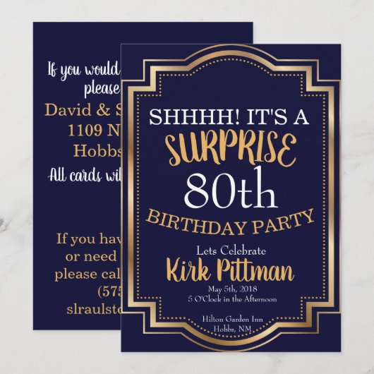 80e verrassingspartij kaart (Voorkant / Achterkant)