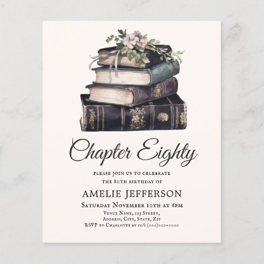 80e |  Victoriaans Boek Verjaardagsuitnodiging (Voorkant)