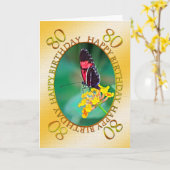 80e vlinder en bloem verjaardagskaart kaart (Gele Bloem)