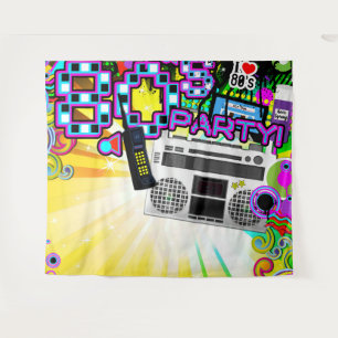 80's 1980'S Retro Dans Verjaardagsfeest Achtergron Wandkleed