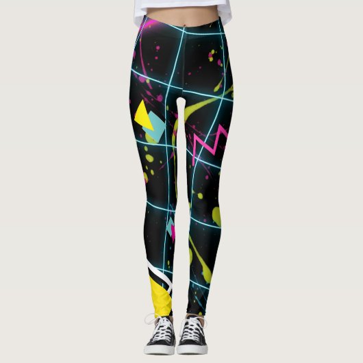 80's 1980's Retro  Grunge Mode Design Leggings (Voorkant)