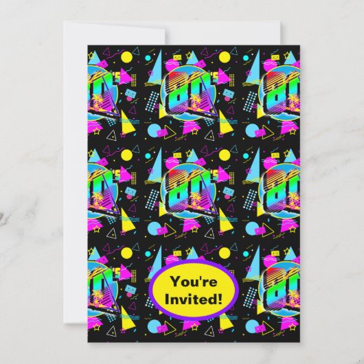 80s 1980s Retro Mode Stijl Verjaardagsfeestje Kaart (Voorkant)
