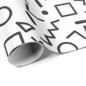 '80's '90-inch zwarte & witte retroflectuur'-patro cadeaupapier (Rol Hoek)