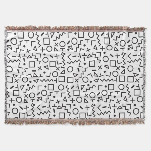 '80's '90-inch zwarte & witte retroflectuur'-patro deken (Voorkant)