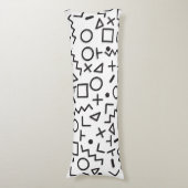 '80's '90-inch zwarte & witte retroflectuur'-patro lichaamskussen (Voorkant Verticaal)