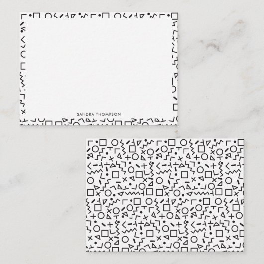 '80's '90-inch zwarte & witte retroflectuur'-patro notitiekaartje (Voorkant / Achterkant)