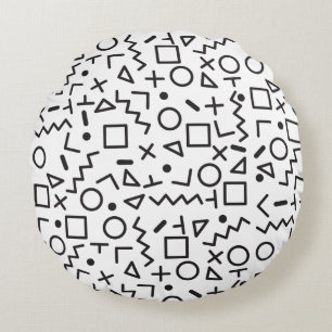 '80's '90-inch zwarte & witte retroflectuur'-patro rond kussen