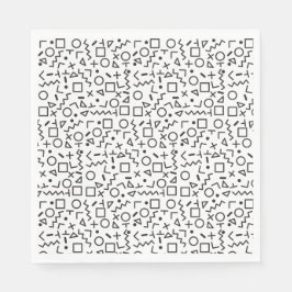 '80's '90-inch zwarte & witte retroflectuur'-patro servet