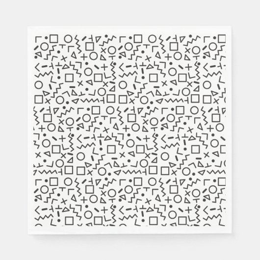 '80's '90-inch zwarte & witte retroflectuur'-patro servet (Voorkant)