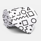 '80's '90-inch zwarte & witte retroflectuur'-patro stropdas (Opgerold)