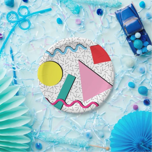 '80's '90 Modern Retro Memphis Pattern' Papieren Bordje (Feest)