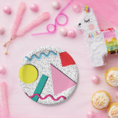 '80's '90 Modern Retro Memphis Pattern' Papieren Bordje (Feest)