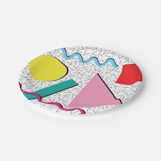 '80's '90 Modern Retro Memphis Pattern' Papieren Bordje (Gekanteld)