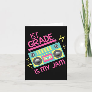 80's 90's Boombox Design 1st Grade Is Mijn Jam Kaart