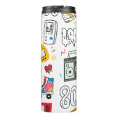  80's 90's doedelen met boem box, televisie thermosbeker (Achterkant)