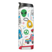  80's 90's doedelen met boem box, televisie thermosbeker (Geroteerd rechts)