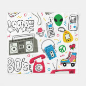  80's 90's Doodle collectie. Fleece Deken (Voorkant (Horizontaal))