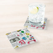  80's 90's Doodle collectie. Glazen Onderzetter (Schuin)