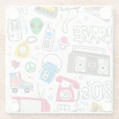  80's 90's Doodle collectie. Glazen Onderzetter (Achterkant)