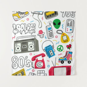 80's 90's Doodle collectie. Wandkleed